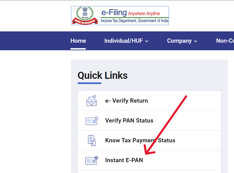 Instant e-PAN Card